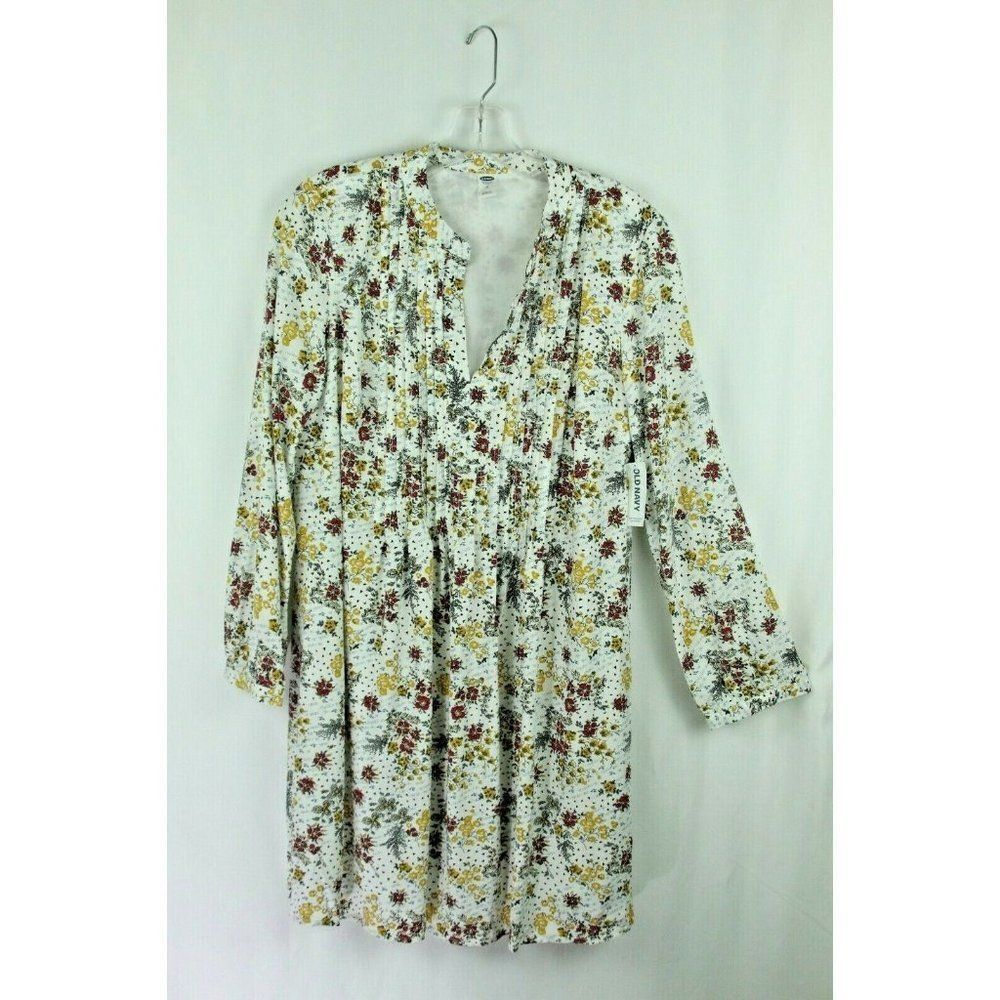 Old Navy fall Dress Medium Multicolor Floral Long Sleeve Peasant Cottagecore New